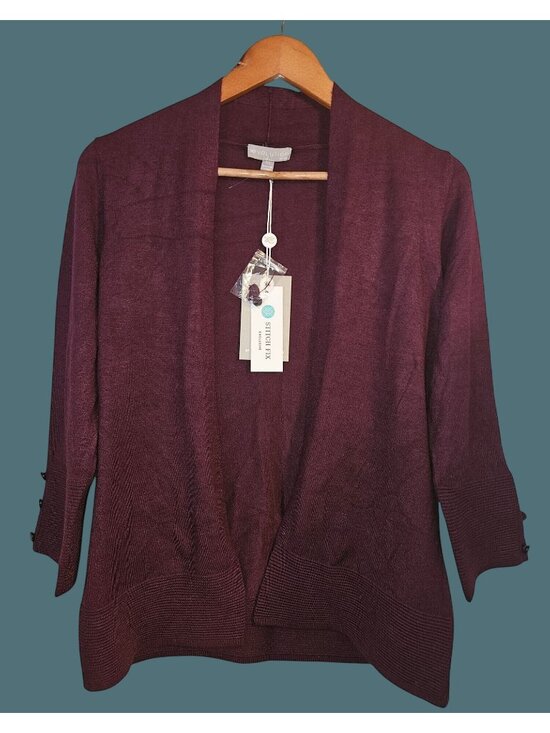 Evolution By Cyrus Sweaters - Evolution By Cyrus Open Front Cardigan 3/4 Sleeves Accent Buttons Women XS